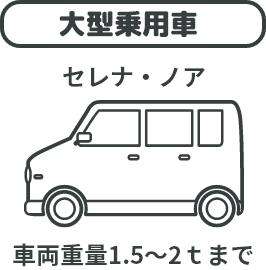 大型乗用車 セレナ・ノア 車両重量1.5～2ｔまで